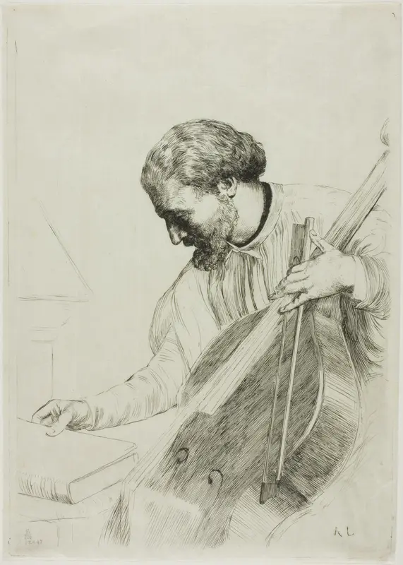 The Double Bass Player Wall Art by Alphonse Legros - High-Resolution Digital Print