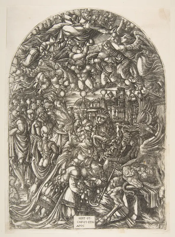 The Dragon with two Horns and the Beast with Seven, from the Apocalypse Wall Art by Jean Duvet - High-Resolution Digital Print