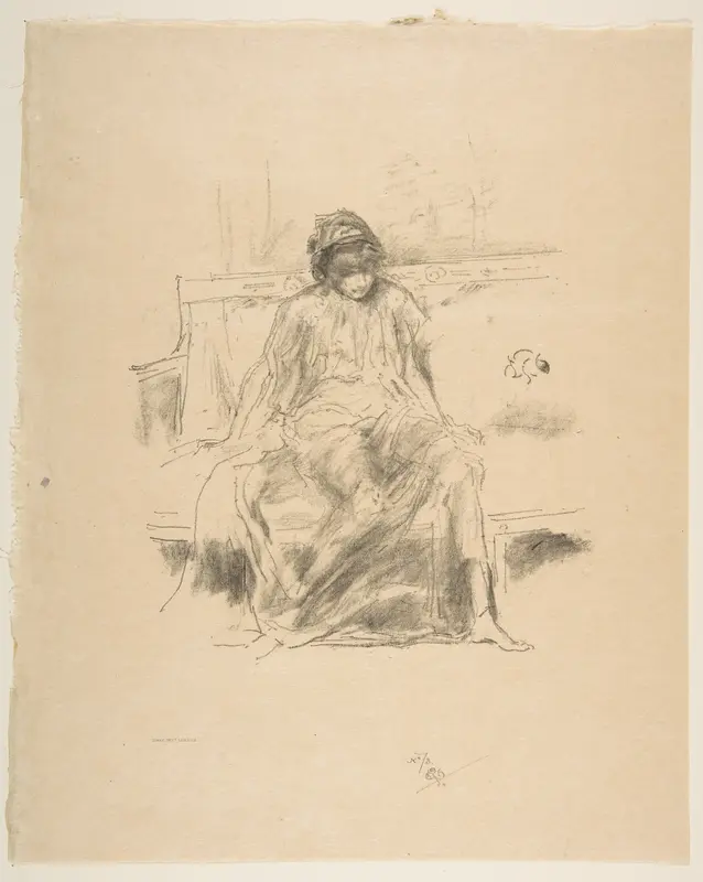 The Draped Figure Seated, from "L'Estampe Originale" Wall Art by James McNeill Whistler - High-Resolution Digital Print