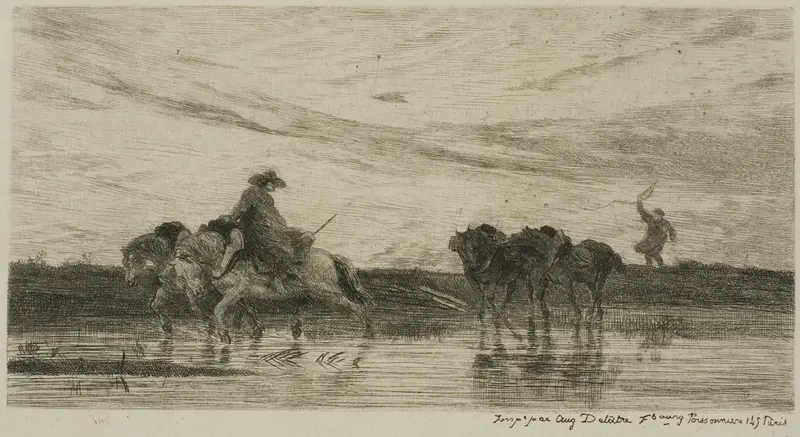 The Dray Horses Wall Art by Charles François Daubigny - High-Resolution Digital Print