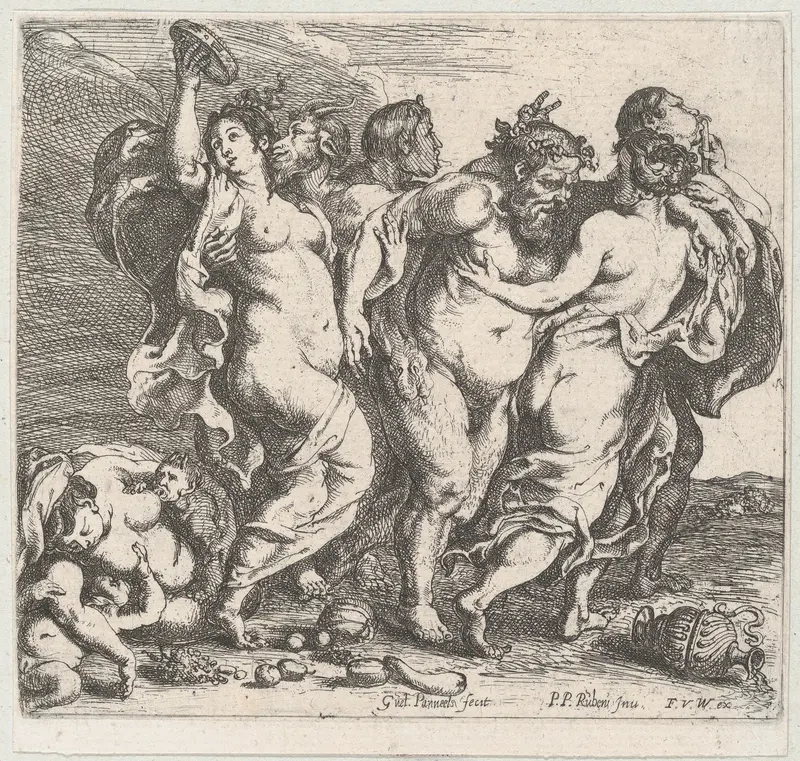The drunken Silenus, accompanied by nymphs and satyrs Wall Art by Willem Panneels - High-Resolution Digital Print