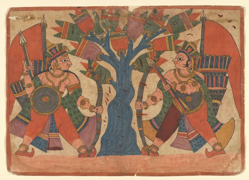 The duel between Babhruvahana and Prativeda Wall Art by anonymous - High-Resolution Digital Print