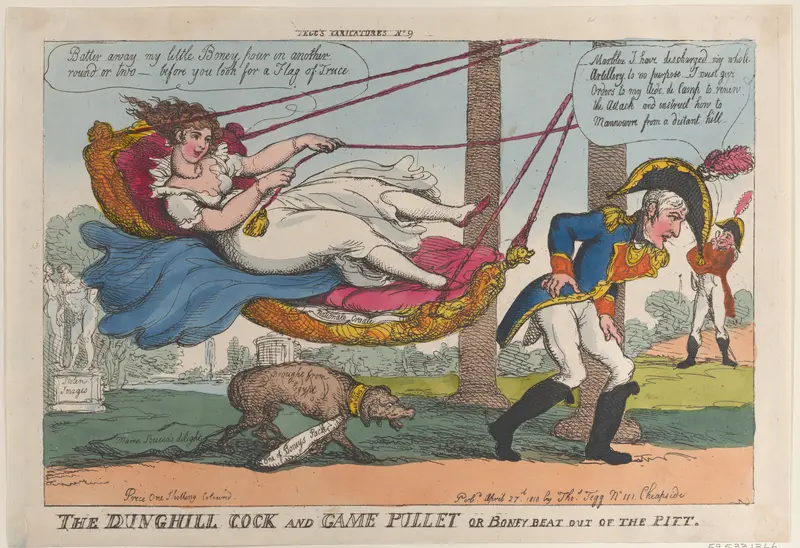 The Dunghill Cock and Game Pullet or Boney Beat Out of the Pitt Wall Art by Thomas Rowlandson - High-Resolution Digital Print