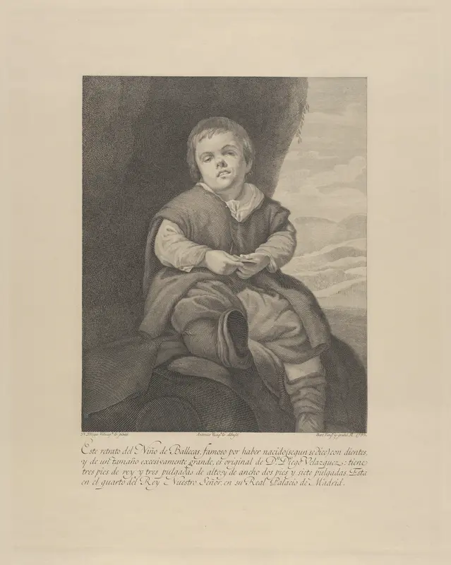 The dwarf Francisco Lezcano, called 'El Niño de Vallecas', after Velázquez Wall Art by Bartolomé Vázquez - High-Resolution Digital Print