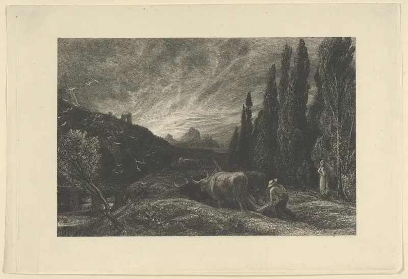 The Early Ploughman, or Morning Spread Upon the Mountains Wall Art by Samuel Palmer - High-Resolution Digital Print