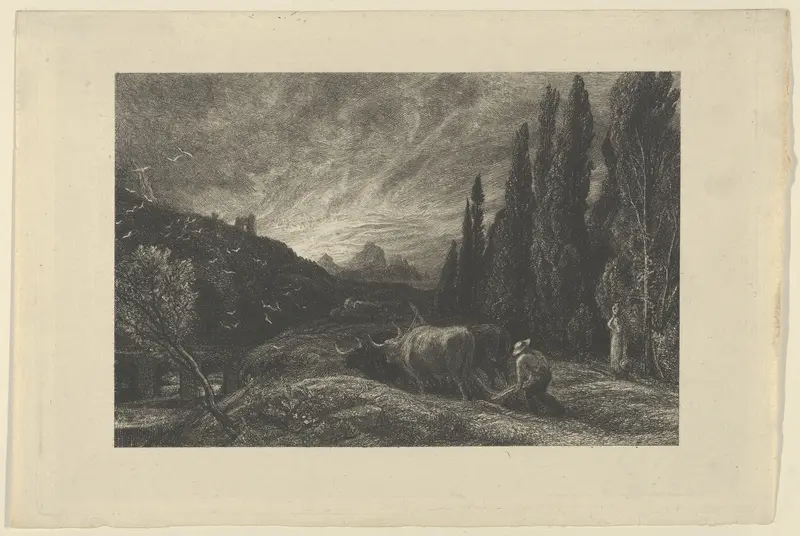 The Early Ploughman, or The Morning Spread Upon the Mountains Wall Art by Samuel Palmer - High-Resolution Digital Print