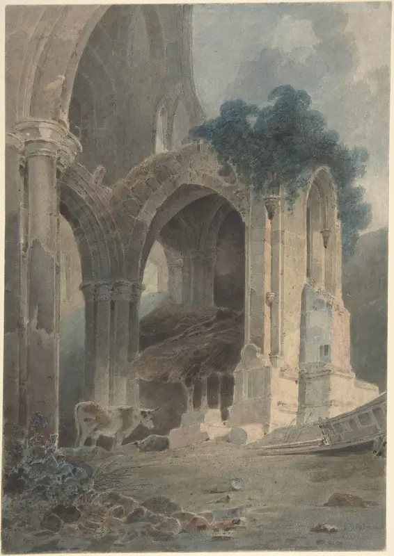 The east end of Rievaulx Abbey, Yorkshire Wall Art by John Sell Cotman - High-Resolution Digital Print