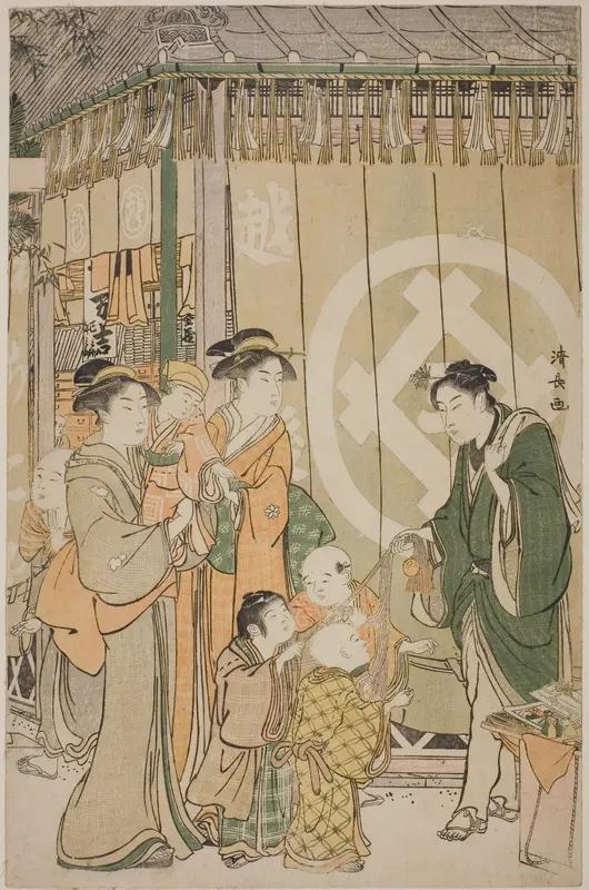 The Echigoya on New Year's Day Wall Art by Torii Kiyonaga - High-Resolution Digital Print