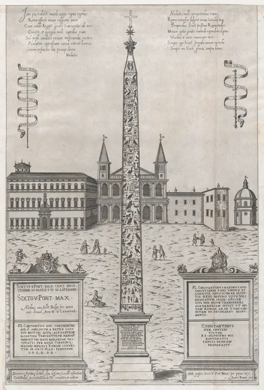 The Egyptian Obelisk of Constantine, from "Speculum Romanae Magnificentiae" Wall Art by Giovanni Ambrogio Brambilla - High-Resolution Digital Print