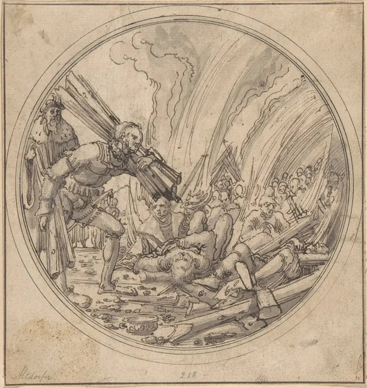 The Emperor Maxentius Ordering the Burning of the Fifty Wise Men... Wall Art by Albrecht Altdorfer - High-Resolution Digital Print