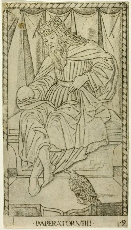 The Emperor, plate nine of The Ranks and Conditions of Man Wall Art by Master of the E-Series Tarocchi - High-Resolution Digital Print