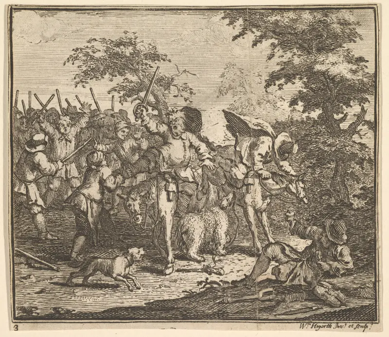 The Encounter with Talgol and Magnano (Seventeen Small Illustrations for Samuel Butler's Hudibras, no. 3) Wall Art by William Hogarth - High-Resolution Digital Print