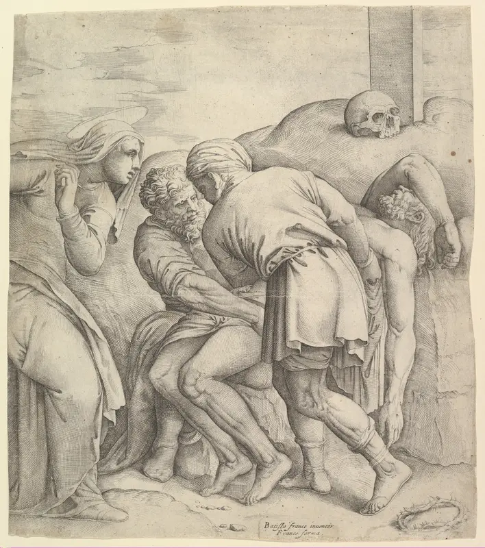 The Entombment of Christ Wall Art by Battista Franco - High-Resolution Digital Print