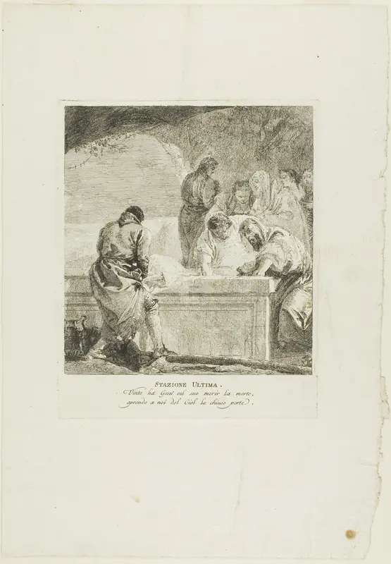The Entombment, plate fourteen from Stations of the Cross Wall Art by Giovanni Domenico Tiepolo - High-Resolution Digital Print