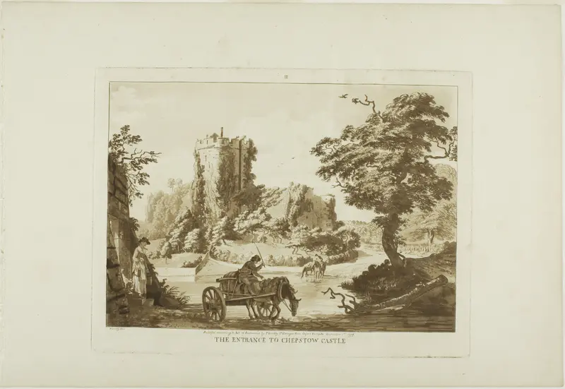 The Entrance to Chepstow Castle, plate three from Twelve Views in Wales Wall Art by Paul Sandby - High-Resolution Digital Print