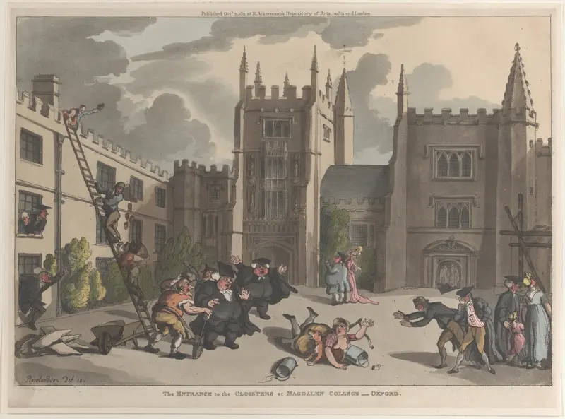 The Entrance to the Cloisters at Magdalen College, Oxford Wall Art by Thomas Rowlandson - High-Resolution Digital Print
