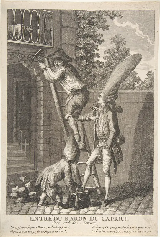 The Entry of the Baron of Caprice to the Home of Miss Favors (Entré du Baron du Caprice chez Melle des Faveurs) Wall Art by Anonymous, French, 18th century - High-Resolution Digital Print