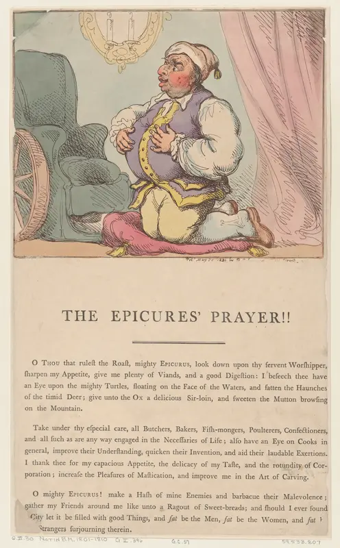 The Epicure's Prayer!! Wall Art by Thomas Rowlandson - High-Resolution Digital Print