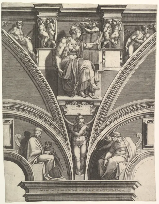 The Eritrean Sibyl; from the series of Prophets and Sibyls in the Sistine Chapel Wall Art by Giorgio Ghisi - High-Resolution Digital Print
