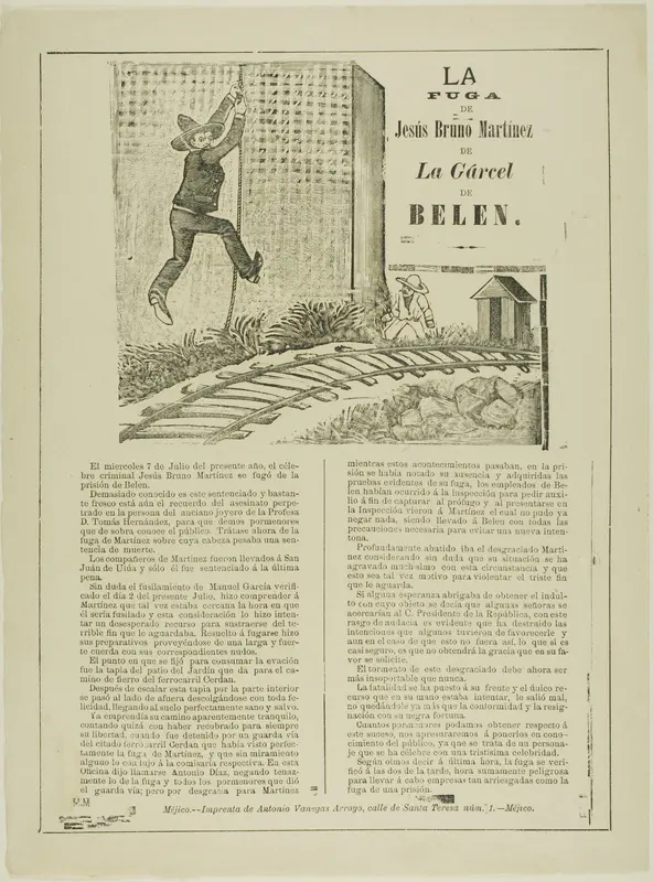 The Escape of Jesus Bruno Martinez from Belen Prison Wall Art by José Guadalupe Posada - High-Resolution Digital Print