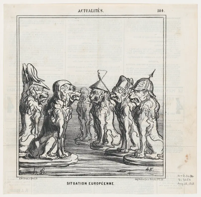The European state of affairs, from 'News of the day,' published in Le Charivari, August 18, 1868 Wall Art by Honoré Daumier - High-Resolution Digital Print