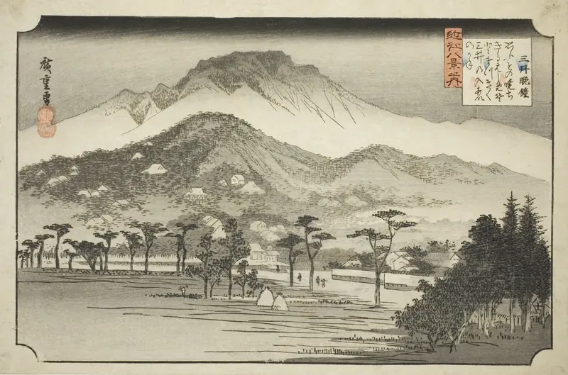 The Evening Bell at Miidera (Mii no banshō), from the series "Eight Views in Omi Province (Omi hakkei no uchi)"