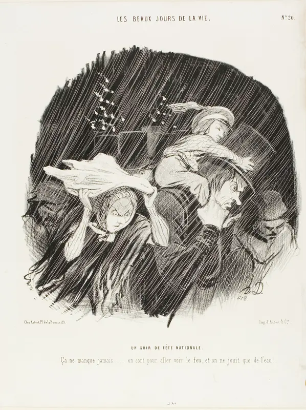 The Evening of the National Holiday. It never fails... you go out to see the fireworks, and all you get is waterworks!, plate 20 from The Best Days in Life