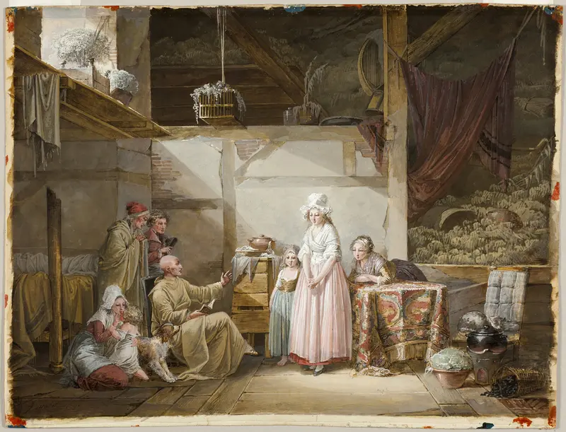 The Evening Prayer Wall Art by Jean Baptiste Mallet - High-Resolution Digital Print