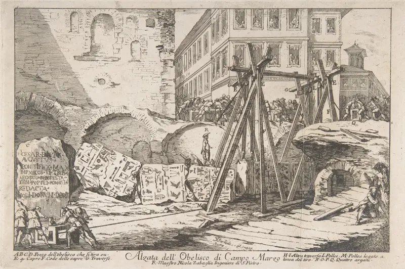 The Excavation of an Obelisk from the Campo Marzo Wall Art by Jean Barbault - High-Resolution Digital Print