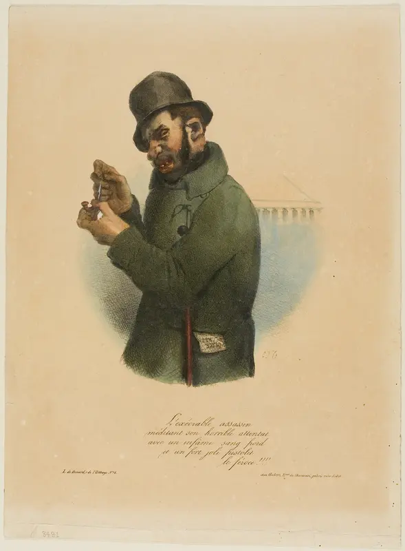 The Execrable Assassin Contemplates his Horrible Assault... Wall Art by Charles Joseph Traviès - High-Resolution Digital Print