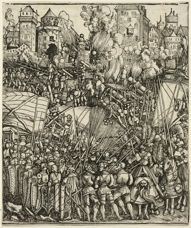 The Expulsion of the Hungarians from Lower Austria, from The Triumphal Arch of Maximilian I Wall Art by School of Albrecht Dürer - High-Resolution Digital Print