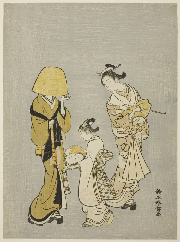 The Face in the Mirror Wall Art by Suzuki Harunobu - High-Resolution Digital Print