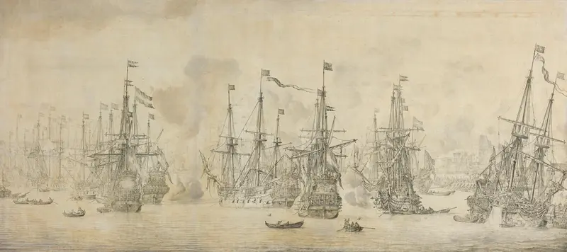 "The Failed Attack of the English on the Return Fleet in the Port of Bergen, Norway, 12 August 1665: an episode from the Second Anglo-Dutch War" Wall Art by Willem van de Velde (I) - High-Resolution Digital Print
