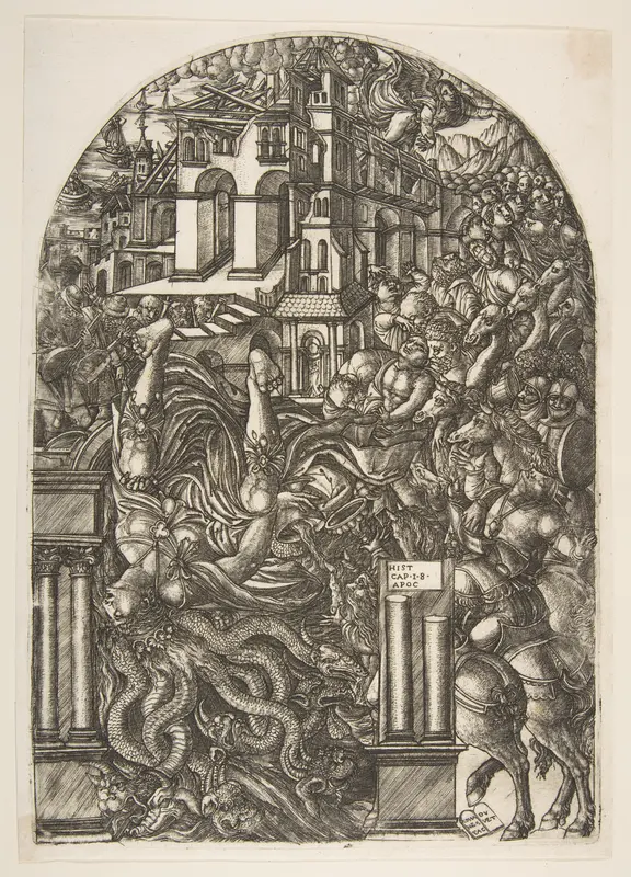The Fall of Babylon, from the Apocalypse Wall Art by Jean Duvet - High-Resolution Digital Print