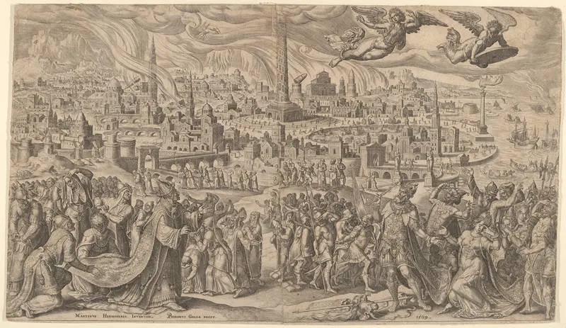 The Fall of Babylon Wall Art by Philips Galle - High-Resolution Digital Print