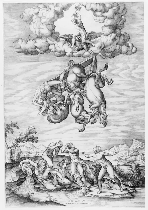 The Fall of Phaeton Wall Art by Nicolas Beatrizet - High-Resolution Digital Print