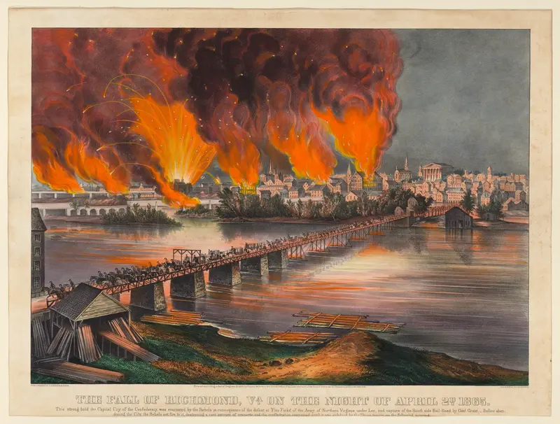 The Fall of Richmond, Virginia, on the Night of April 2nd, 1865 Wall Art by Currier & Ives - High-Resolution Digital Print
