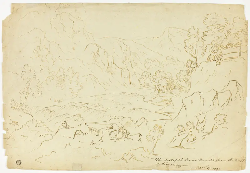The Fall of the River Tumble (recto); View of Fastraly (verso) Wall Art by Joseph Mallord William Turner - High-Resolution Digital Print