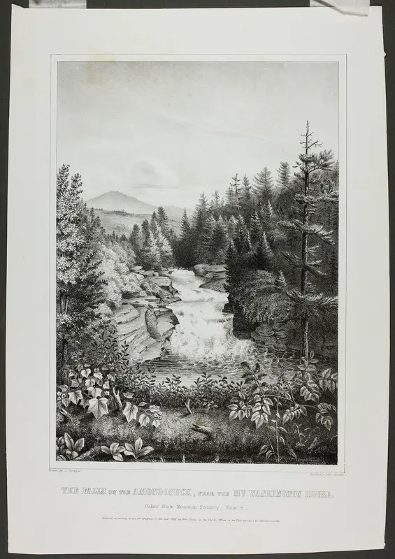 The Falls on the Amonoosuck, near the Mt. Washington House (Oakes' White Mountain Scenery) Wall Art by I. Sprague - High-Resolution Digital Print