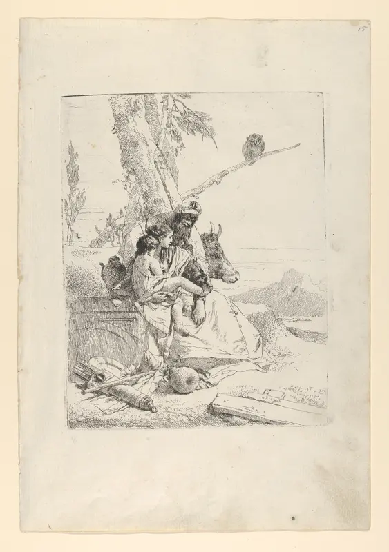 The Family of the oriental Peasant, from the Scherzi Wall Art by Giovanni Battista Tiepolo - High-Resolution Digital Print