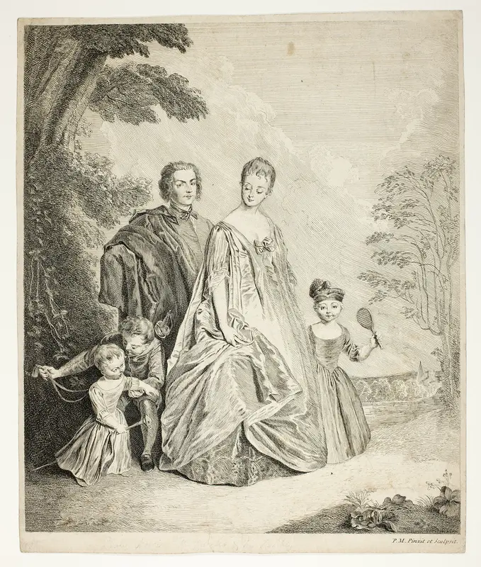 The Family Promenade, also called Philippe Mercier, His First Wife, and Family Wall Art by Philippe Mercier - High-Resolution Digital Print