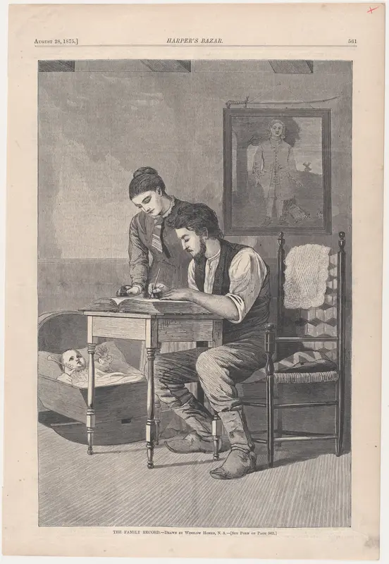 The Family Record, from "Harper's Bazar," Vol. VIII Wall Art by Winslow Homer - High-Resolution Digital Print