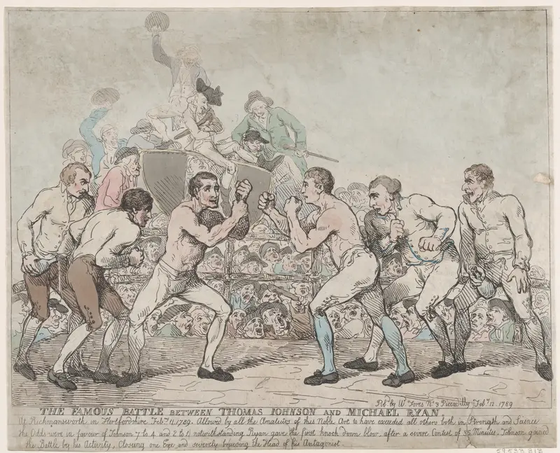 The Famous Battle Between Thomas Johnson and Michael Ryan, February 11, 1789 Wall Art by Thomas Rowlandson - High-Resolution Digital Print