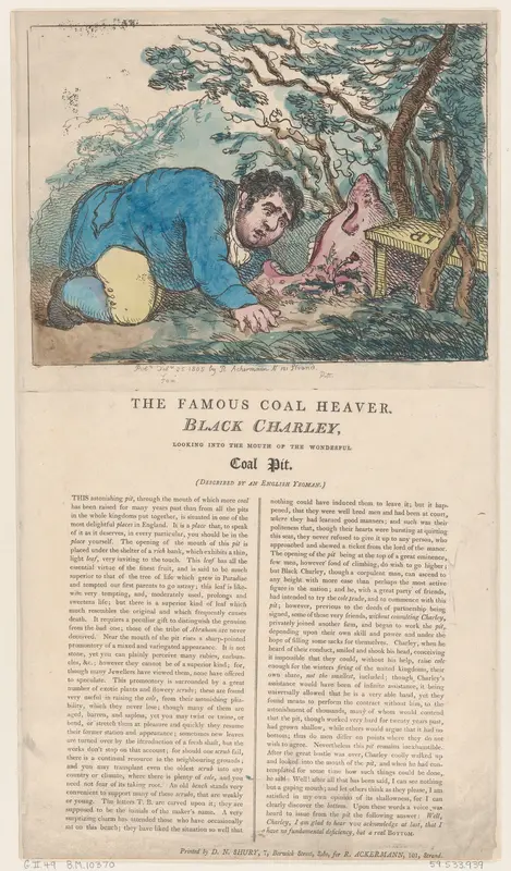 The Famous Coal Heaver Black Charley Looking into the Mouth of the Wonderful Coal Pit Wall Art by Thomas Rowlandson - High-Resolution Digital Print