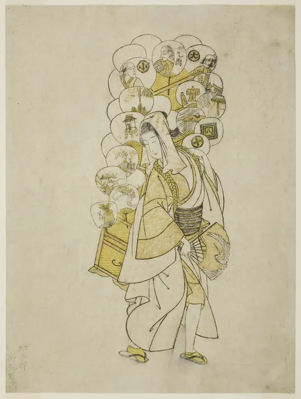 The Fan Peddler Wall Art by Suzuki Harunobu - High-Resolution Digital Print