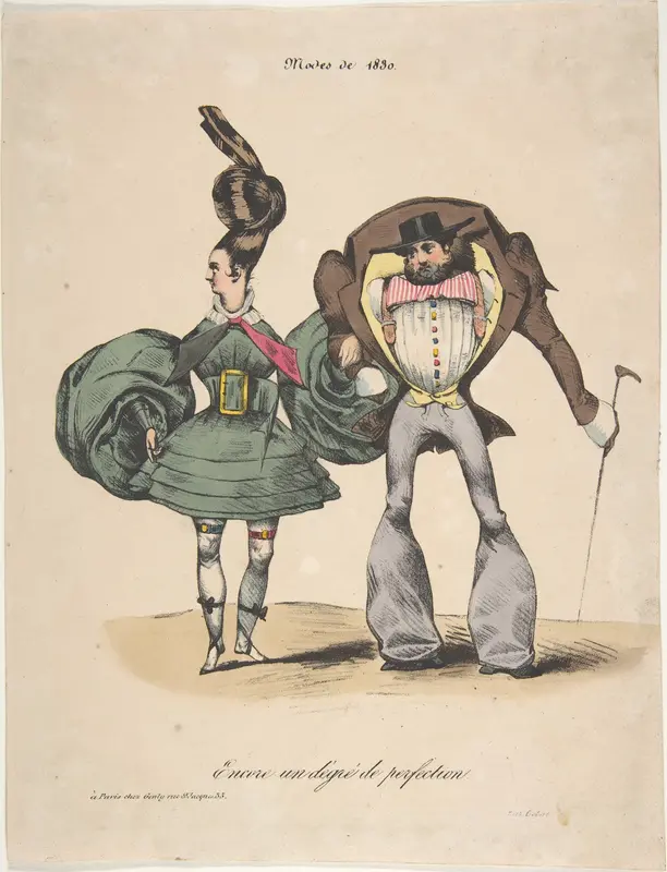 The Fashions of 1830: A Further Degree of Perfection (Encore un dégré de perfection: Modes de 1830) Wall Art by Anonymous, French, 19th century - High-Resolution Digital Print