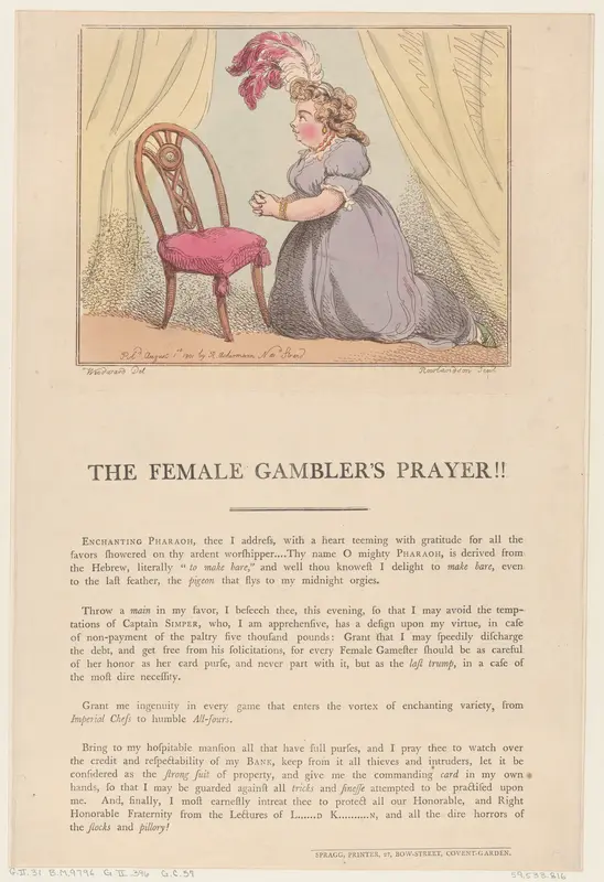 The Female Gambler's Prayer!! Wall Art by Thomas Rowlandson - High-Resolution Digital Print