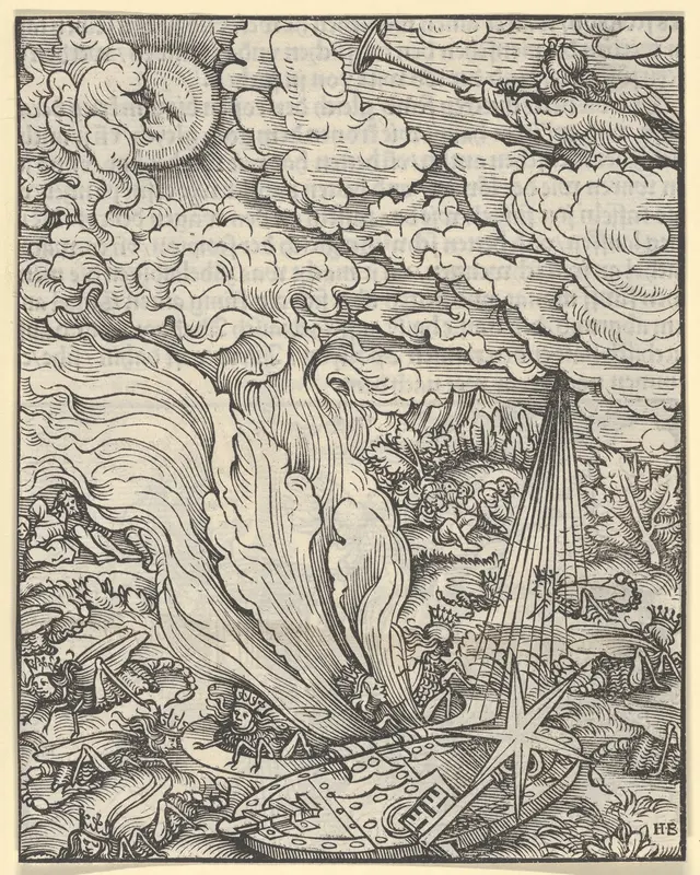 The Fifth Trombone, plate 8 from "The Apocalypse" Wall Art by Hans Burgkmair - High-Resolution Digital Print