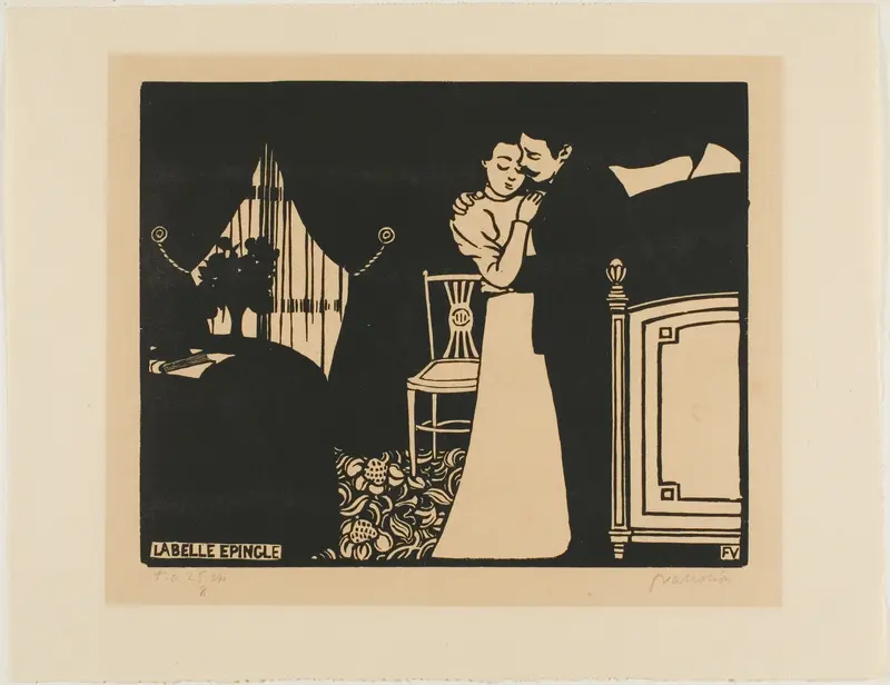 The Fine Pin, plate three from Intimacies Wall Art by Félix Edouard Vallotton - High-Resolution Digital Print