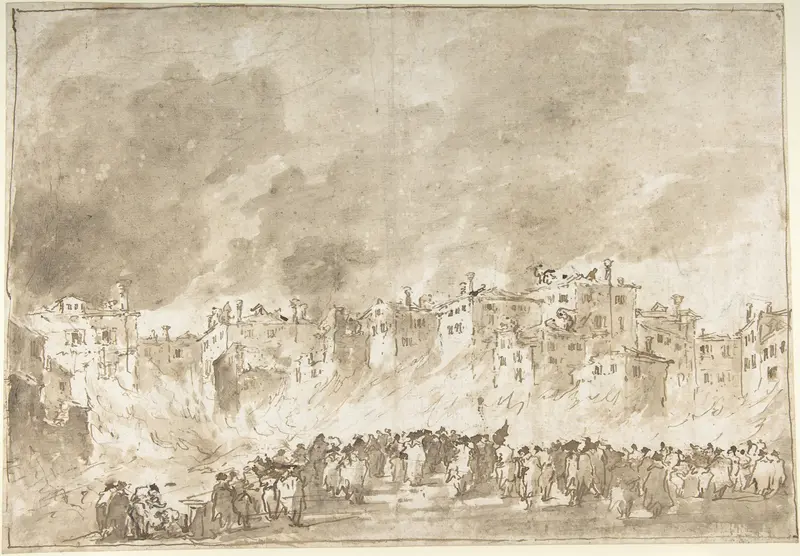 The Fire at San Marcuola (recto); Roman Ruins (verso) Wall Art by Francesco Guardi - High-Resolution Digital Print